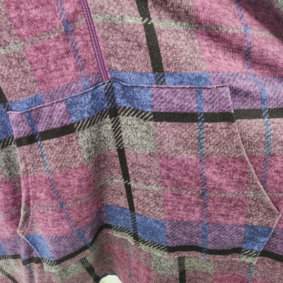 Stan Herman Luxe Knit Purple Plaid Pop-Over pocho Size Large Pocket - Picture 4 of 9